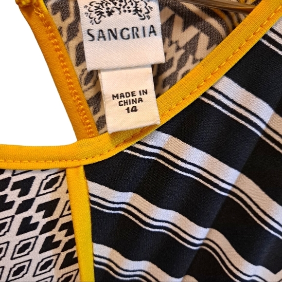 Sangria blousom naxi dress geomet abstract print zigzag yellow black size 14 - Picture 3 of 3